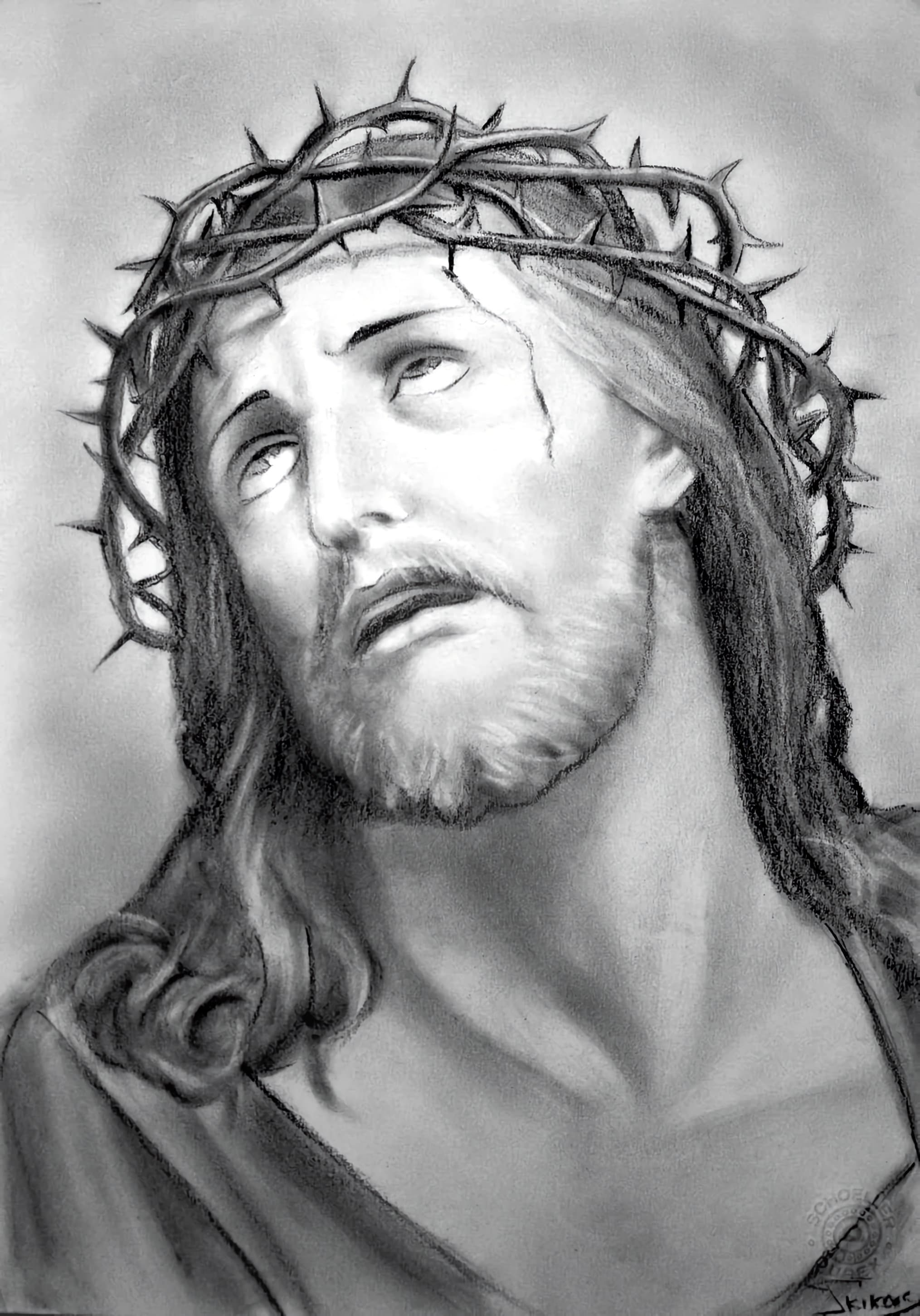 Jesus Zeichnung nach Maß Jesus Christus Kohle Portrait Etsy