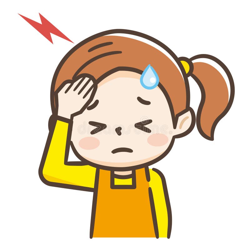 Illustration of a Girl with a Headache Stock Vector Illustration of