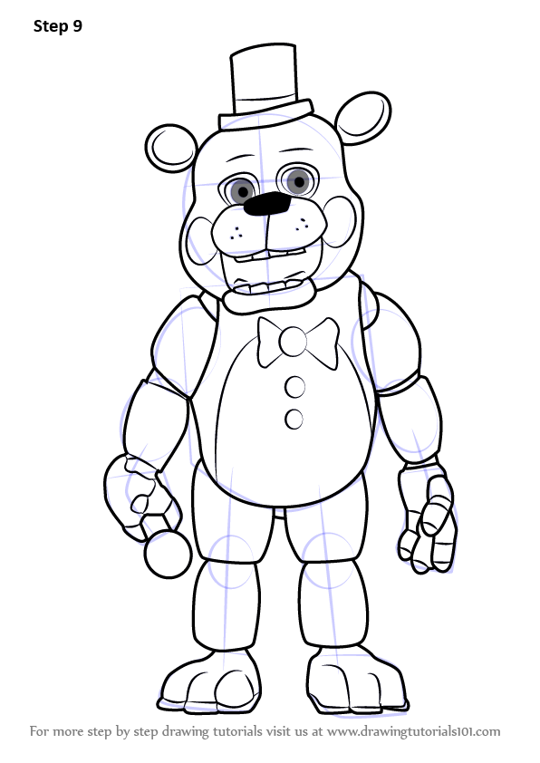 Learn How to Draw Toy Freddy Fazbear from Five Nights at Freddy's (Five