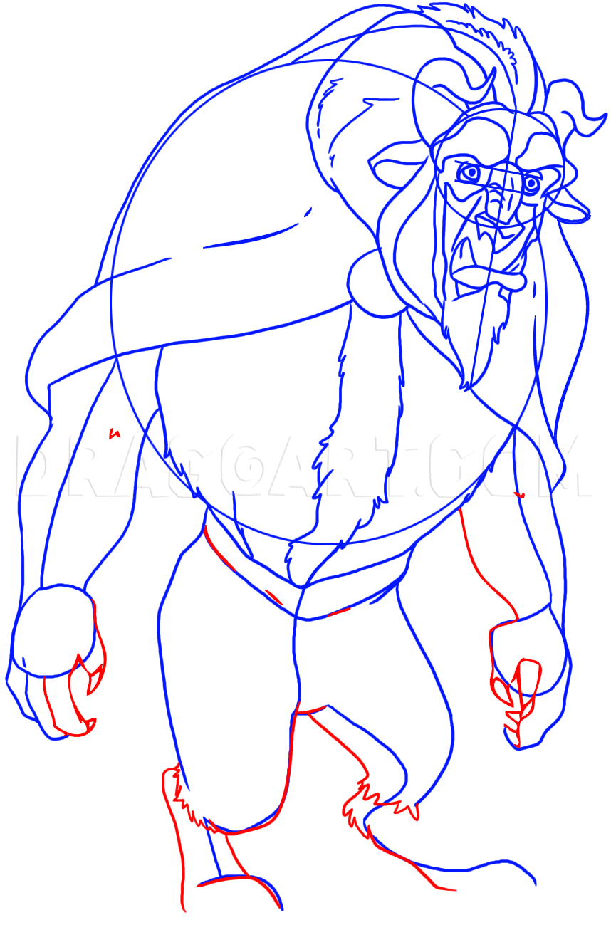 How To Draw Beast From Beauty And The Beast, Step by Step, Drawing