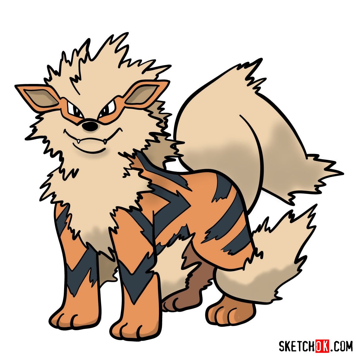 How to draw Arcanine Pokemon Sketchok easy drawing guides