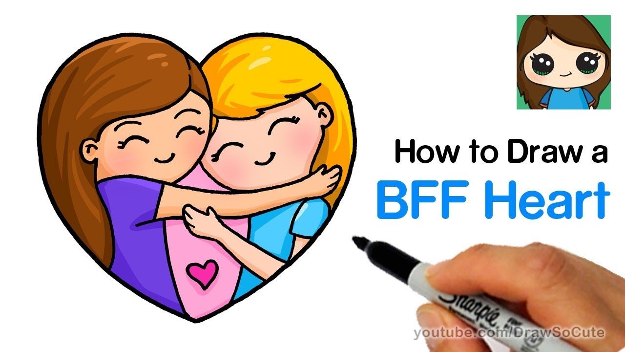 How to Draw Best Friends Forever Heart Easy YouTube Cool drawings