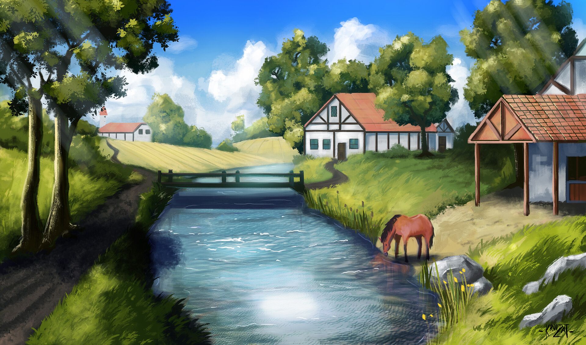 Countryside by Azalil AizatA landscape drawing inspired from my