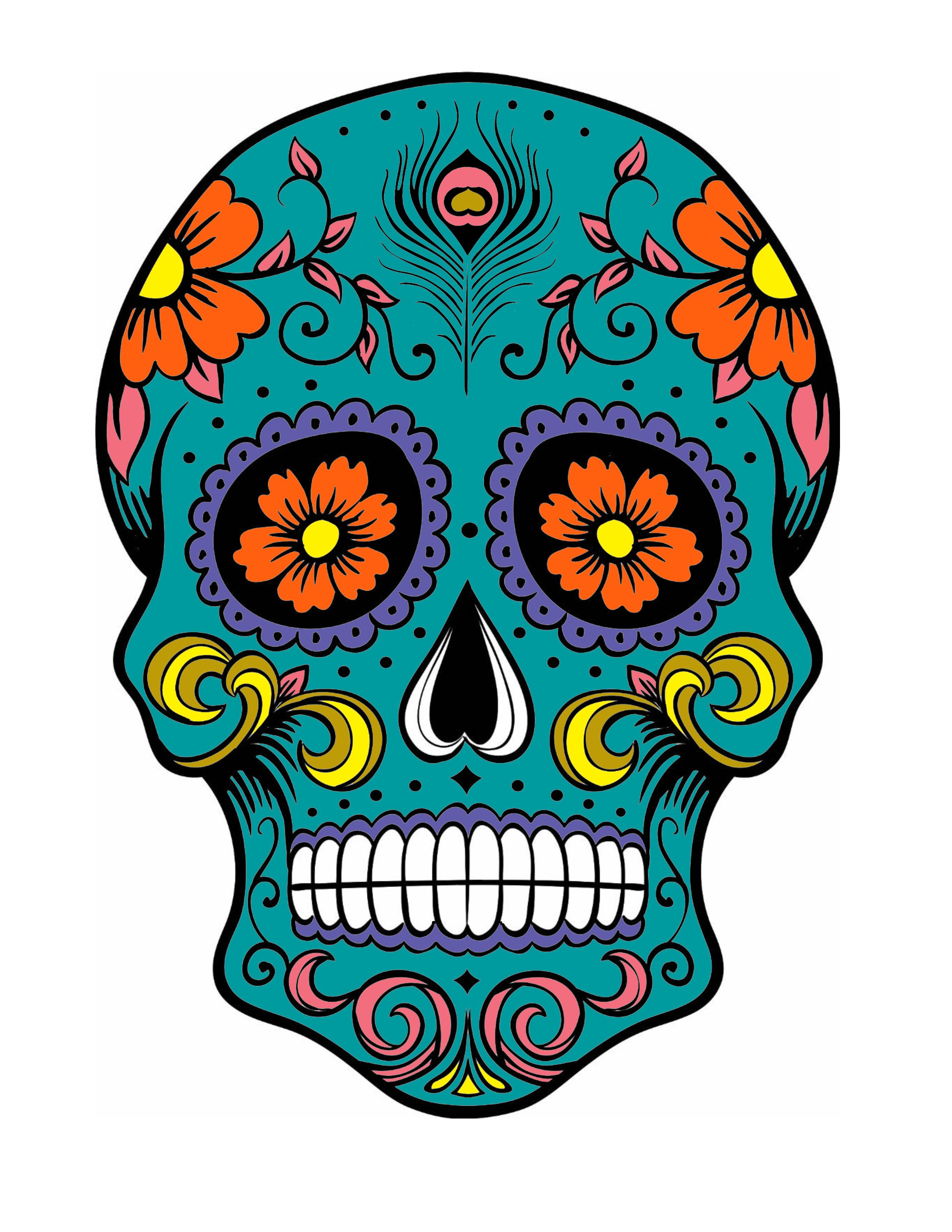 Hand painted skull boottle Human skull day of the dead Sugar skull