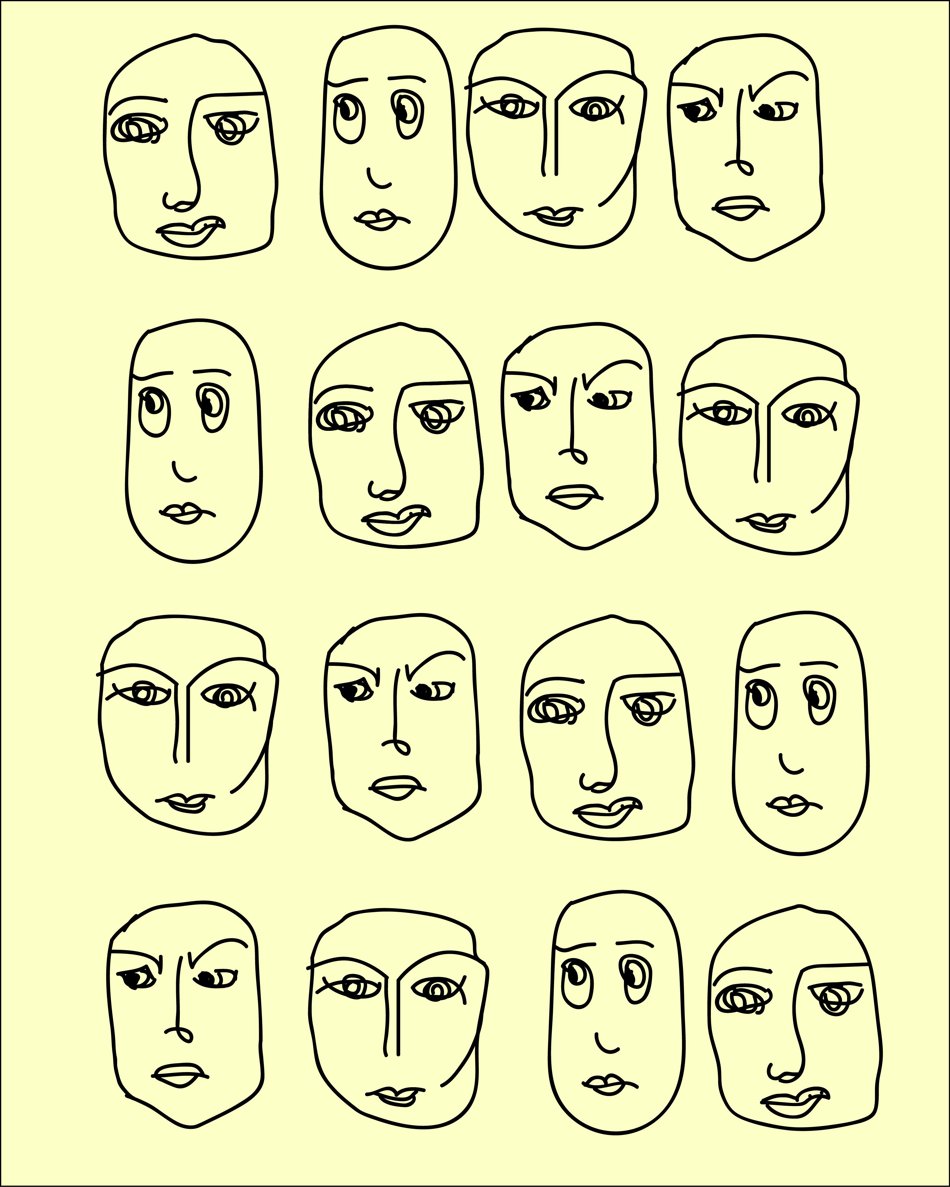 Anja Udovicic / serious faces ; pattern design 2013 Drawing warm ups