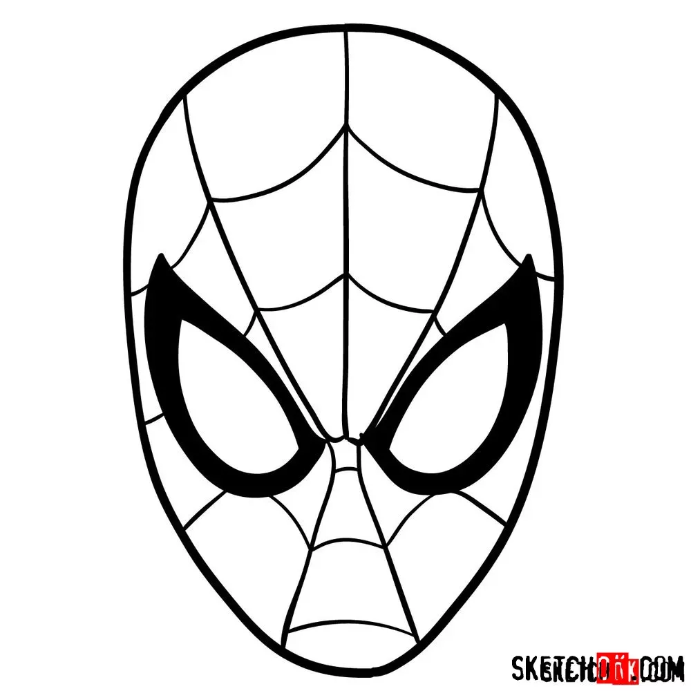 How to draw SpiderMan mask Sketchok easy drawing guides Spiderman