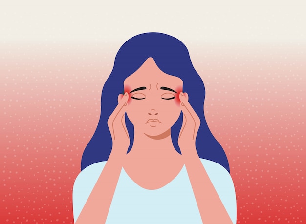 Premium Vector Headache. the woman having headache, migraine. cartoon