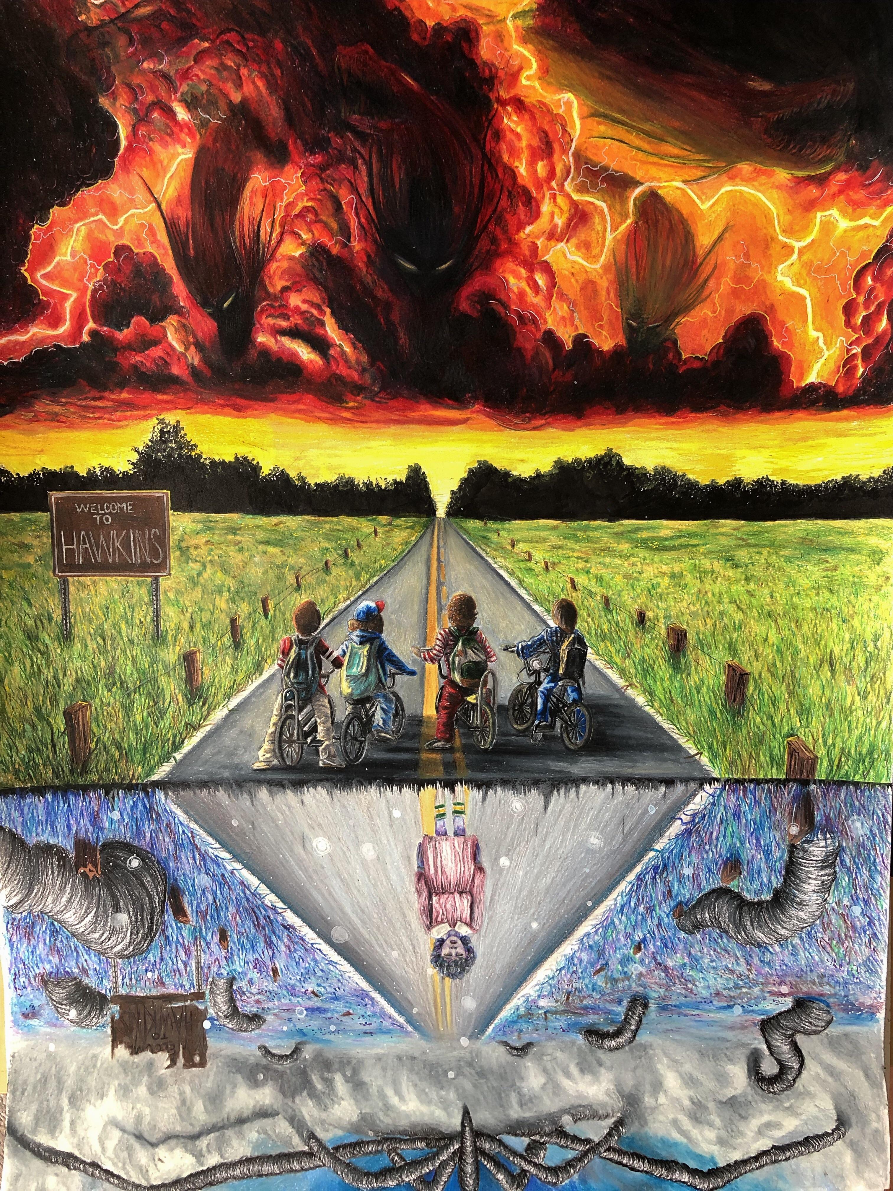 I made a Stranger Things colored pencil drawing r/StrangerThings