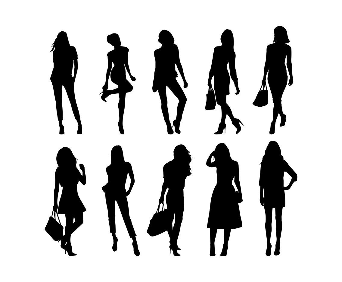 Set Of Woman Silhouettes Vector Vector Art & Graphics