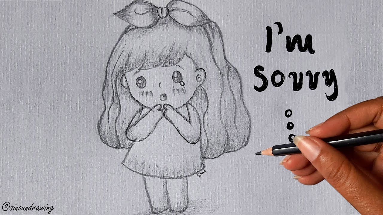 How to draw a girl saying I'm sorry/ sinoun drawing YouTube
