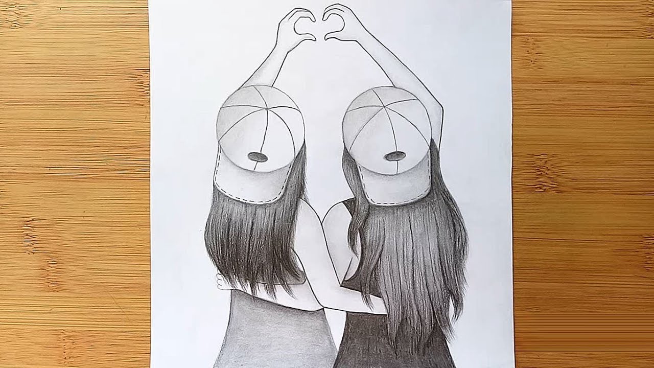 Best friend Drawing\\How to draw best friend with pencil sketch YouTube