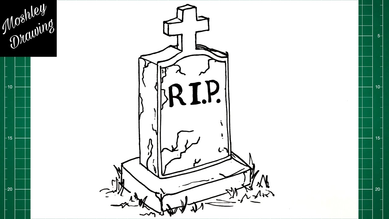 How to Draw a Tombstone Step by Step YouTube