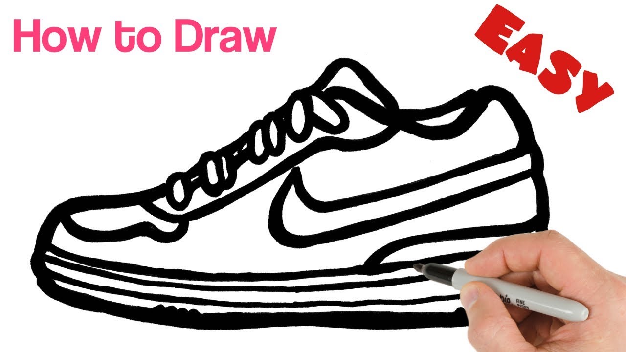 How To Draw A Shoe Easy Nike Download running shoes drawing easy