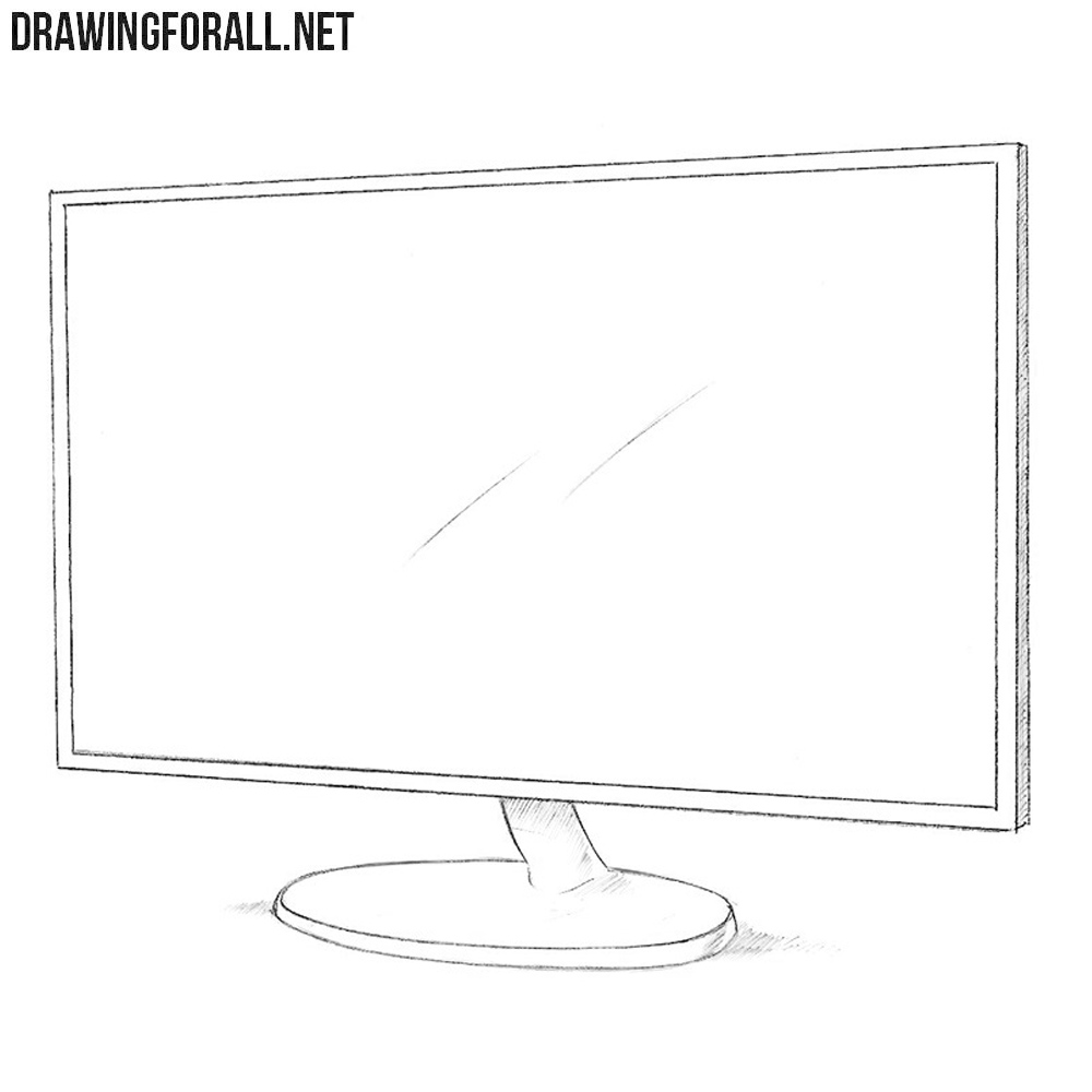 How To Draw Computer Monitor Computer Monitor Drawing at