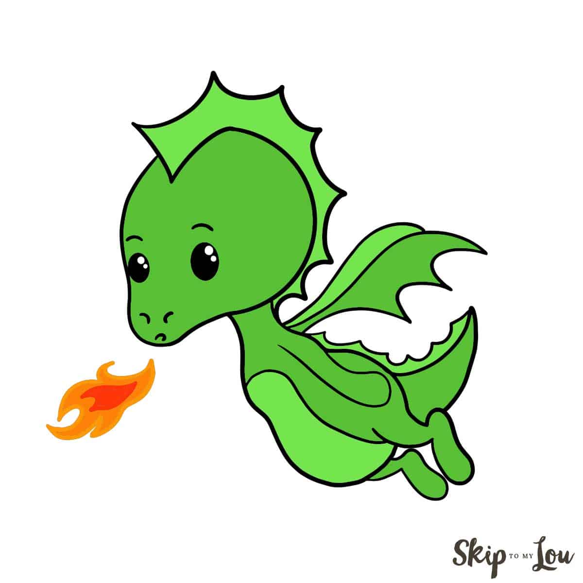 Step By Step Easy Cute Dragon Drawing Rectangle Circle