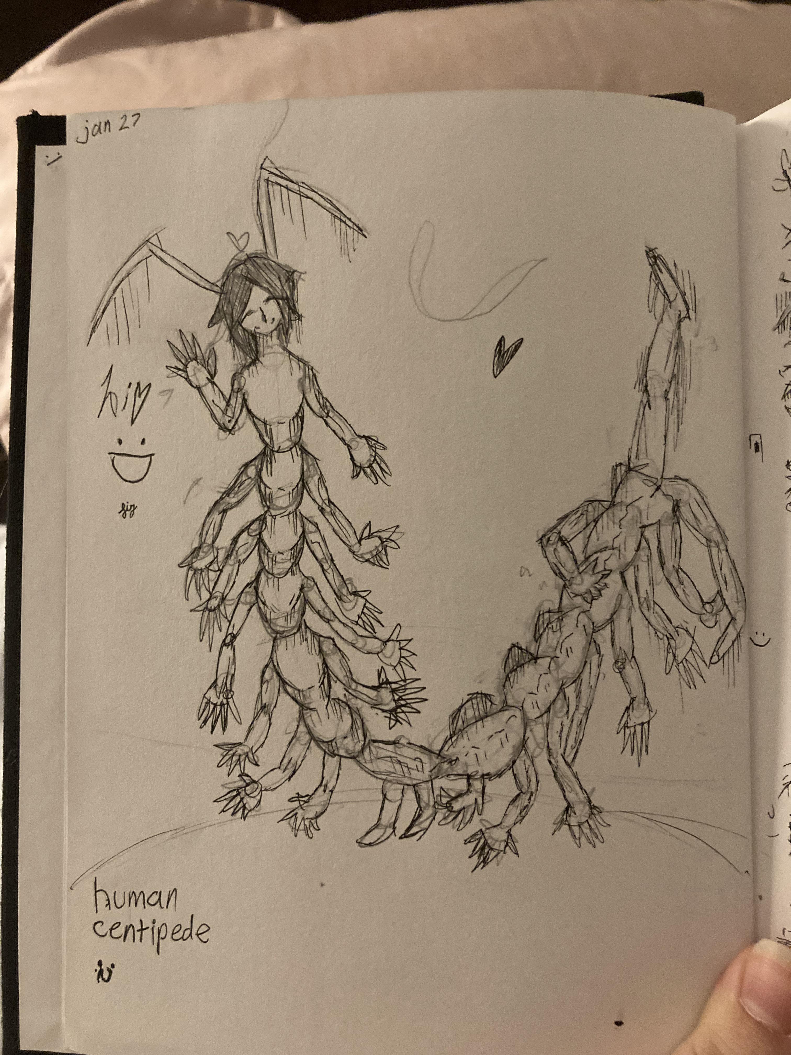 I tried drawing a human centipede lol r/drawing