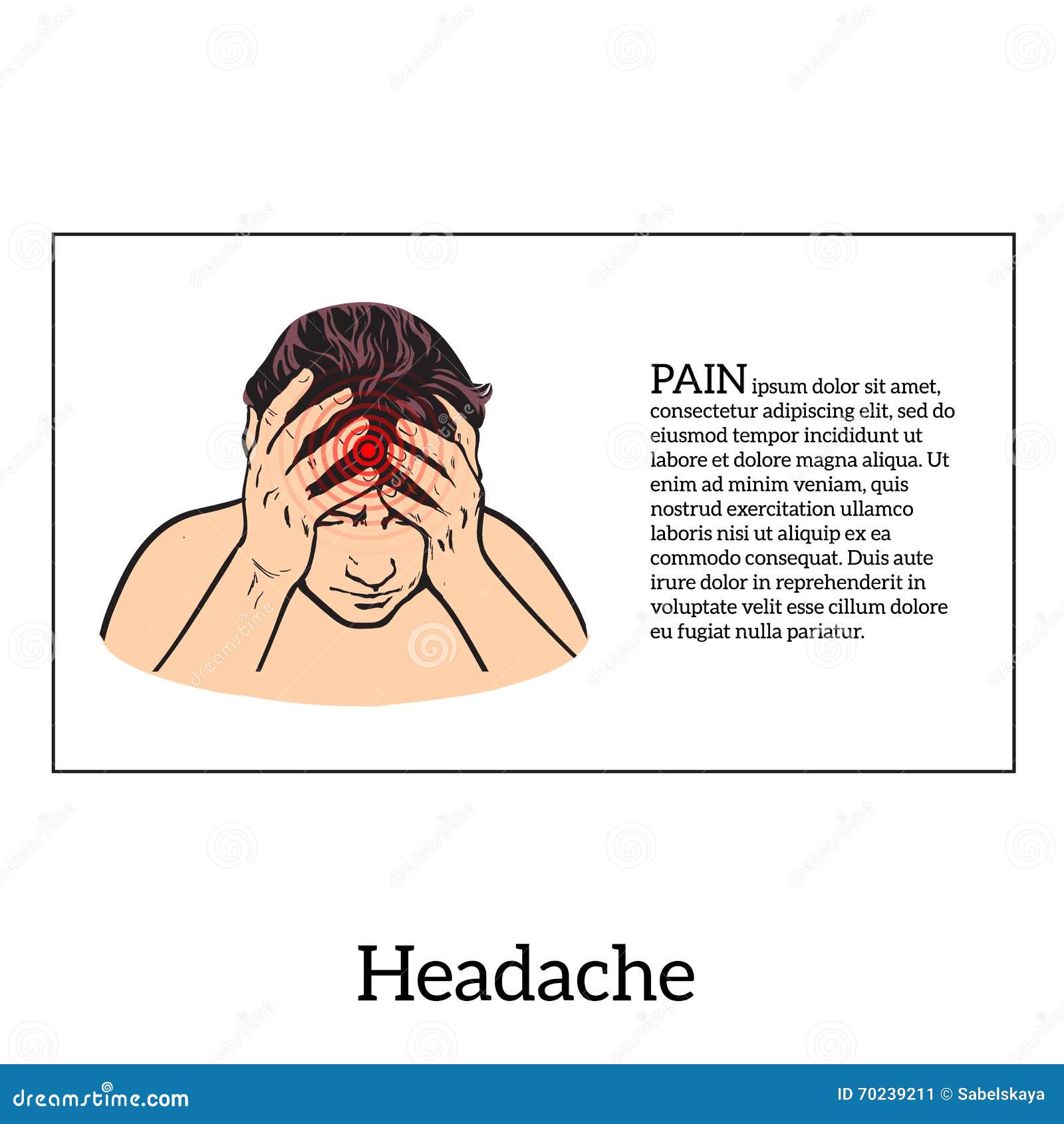 Concept Headache, Sketch Illustration Stock Vector Illustration of