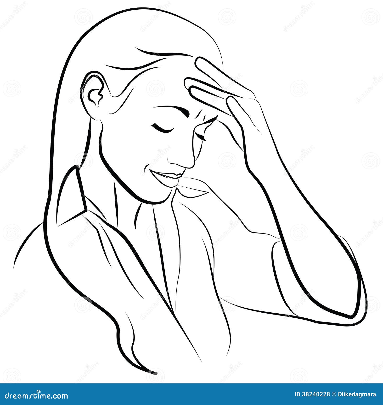 Woman with Headache stock illustration. Illustration of expression